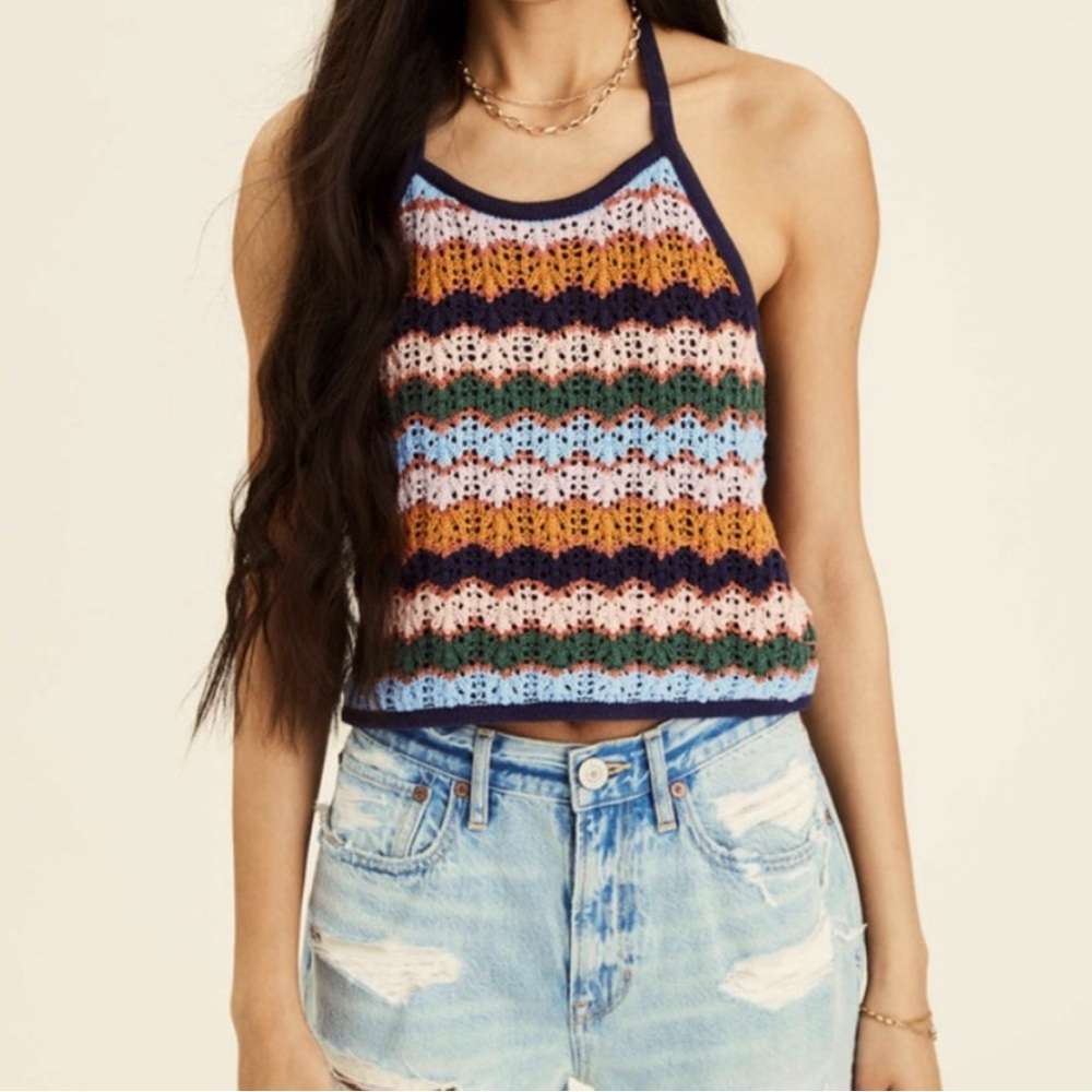 American Eagle Crochet Halter Top, Size M